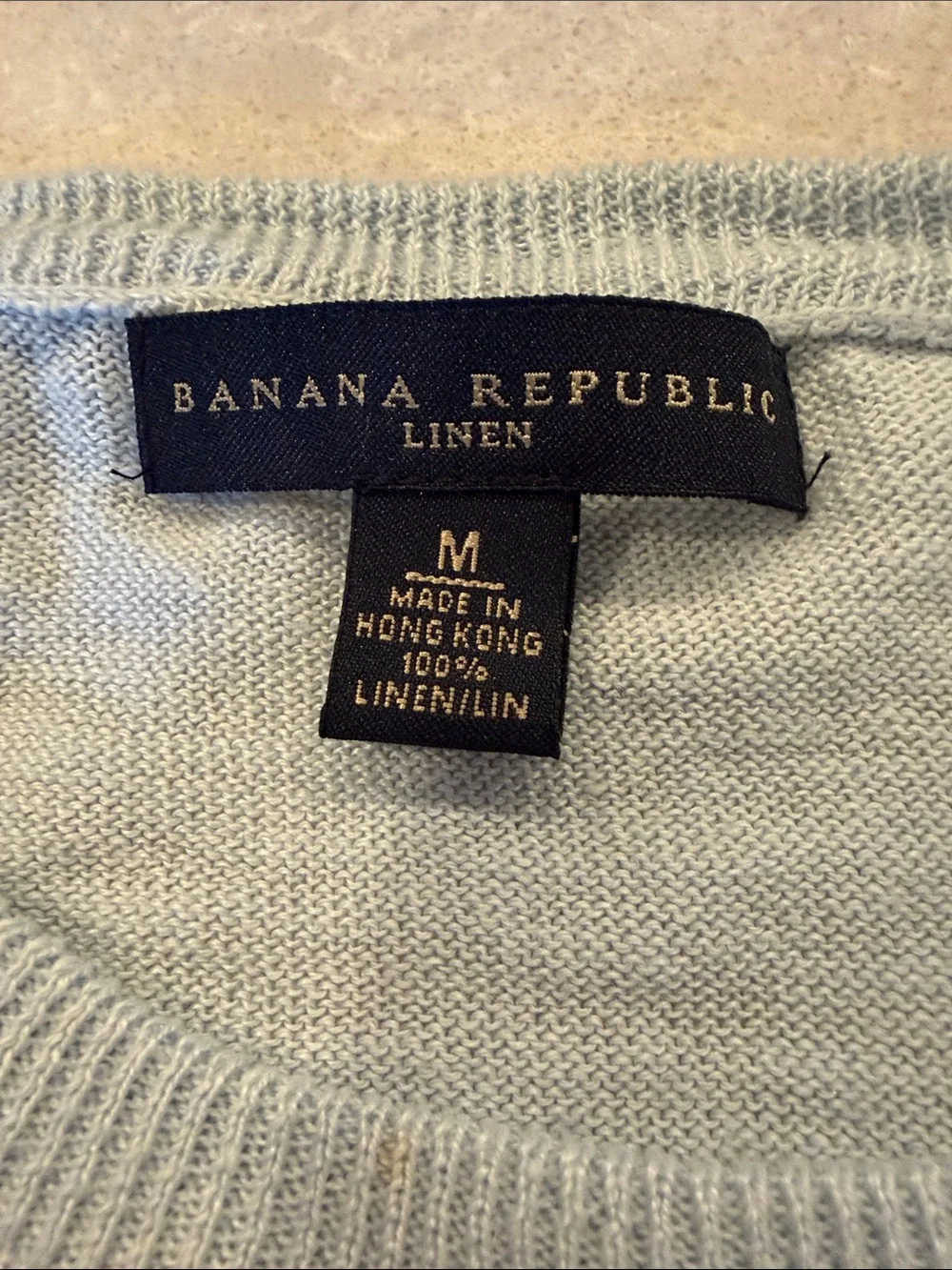 Banana Republic Men's 100% Linen Pale Blue Crewneck Sweater